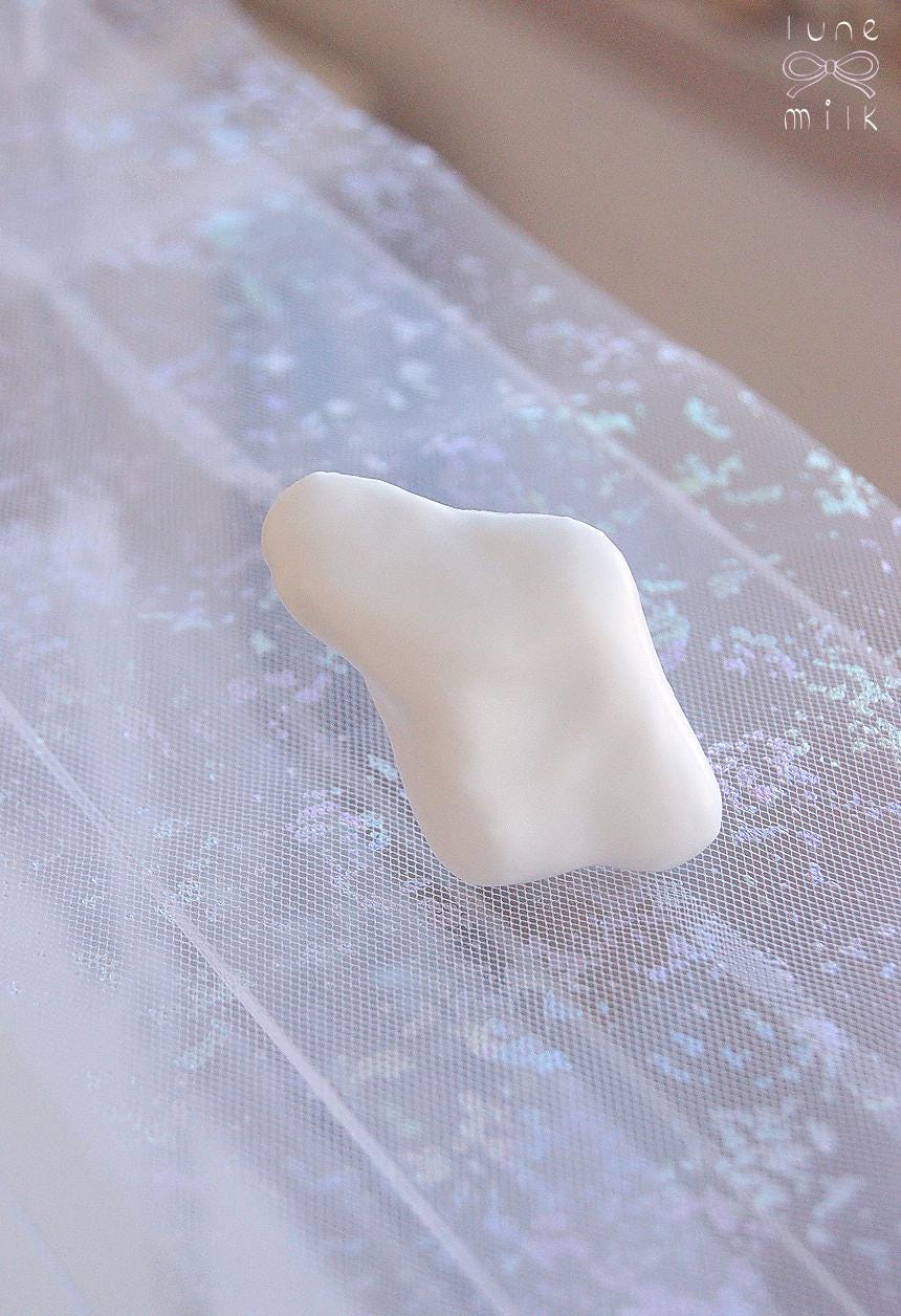 Limoges porcelain white satin milky organic ring, chunky irregular handmade shape