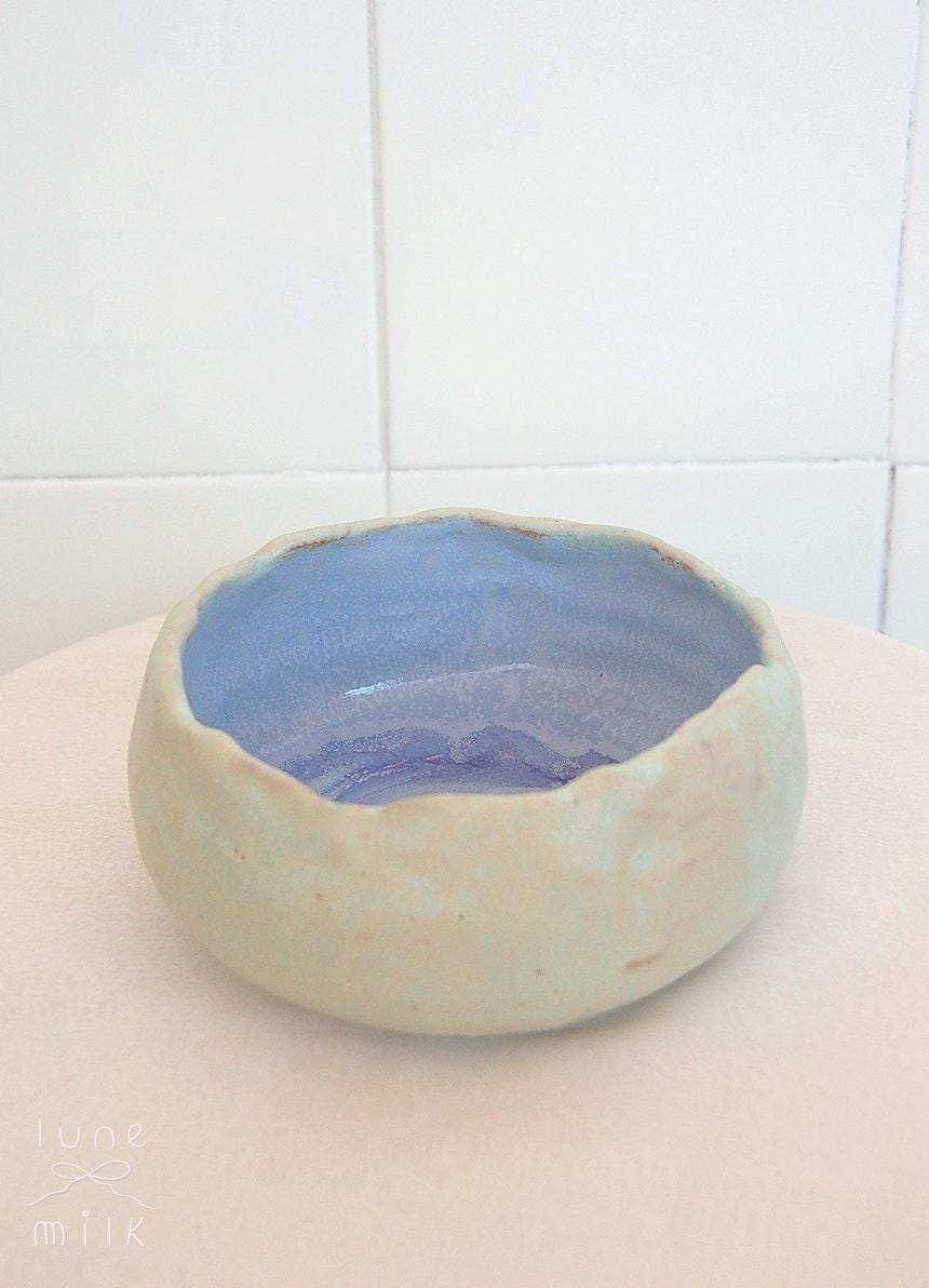 Organic irregular ceramic bowl natural grogged stoneware indigo variegated glossy blue and matte glazes, handmade high temperature