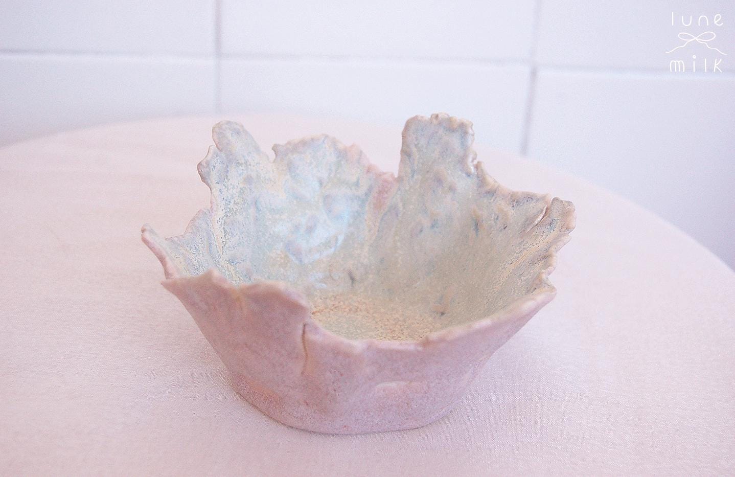 Organic irregular porcelain bowl natural indigo variegated glossy blue and matte glazes, handmade high temperature